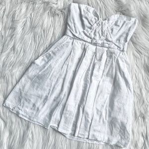 Foley + Corinna White Strapless Sweetheart Neckline Mini Dotted Dress